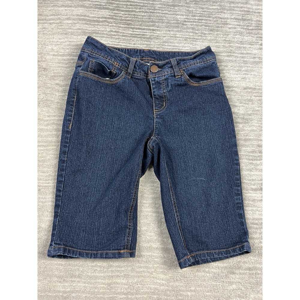 Faded Glory Jean Bermuda Shorts Womens 6 Denim Dark Wash Cotton Blend Casual
